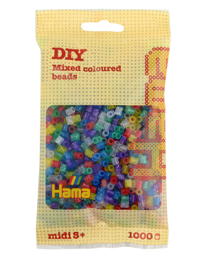207-54 Hama midi perler 1000stk transp. glitter mix